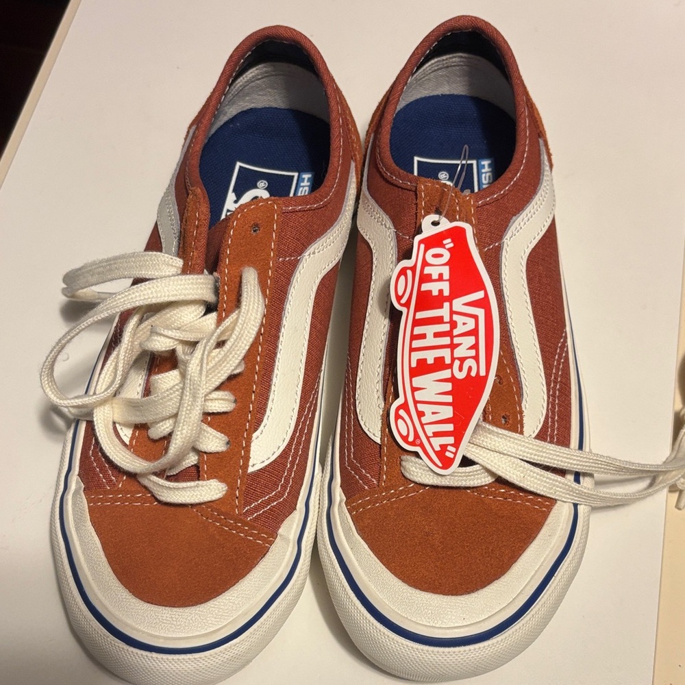 Vans Kids Burnt Orange and White Sneakers. NWT